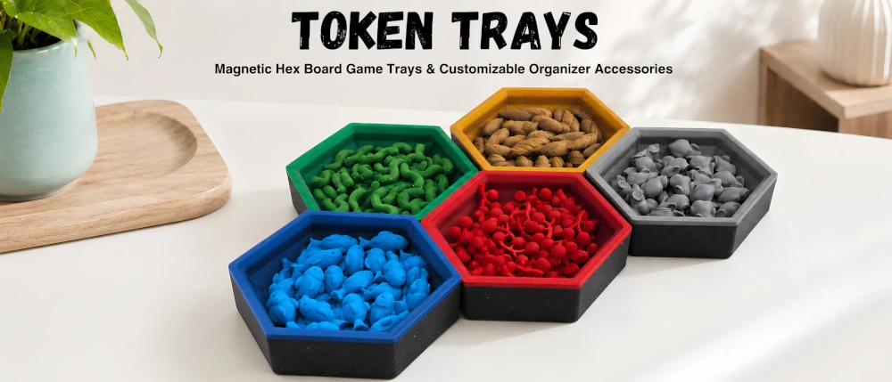 Magnetic Hex Trays - Board Game Token Holders