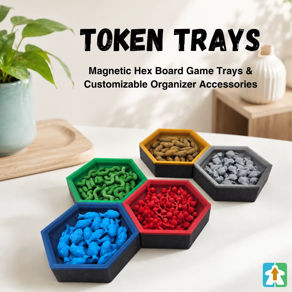 Magnetic Hex Trays - Board Game Token Holders